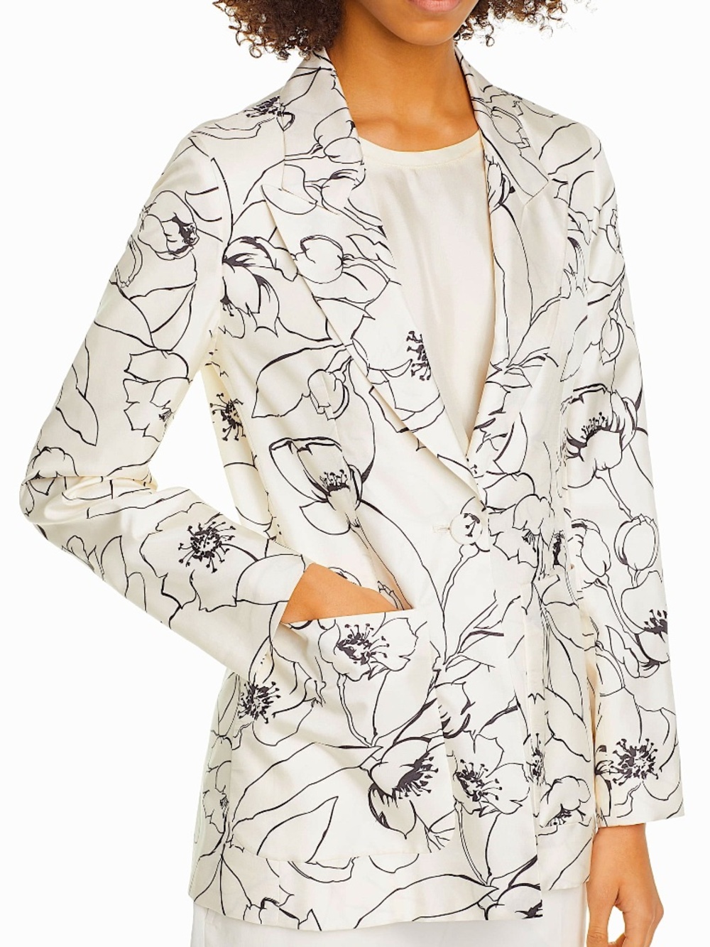 Women's Seventy Venezia Floral print silk Jacket white black